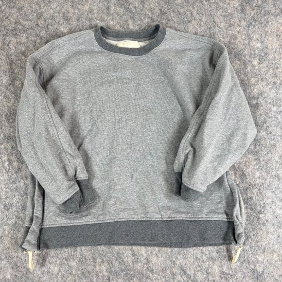 Roucha Traja Fleece Sweatshirt Heather Gray Size BB Side Zippers - Picture 1 of 14